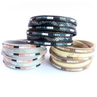 PU Leather Cord Bracelets with Velveteen plated multilayer & Unisex Sold Per 7.5 Inch Strand