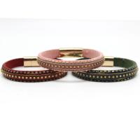 PU Leather Bangle, with Velveteen, plated, fashion jewelry & Unisex, more colors for choice, Length:7.6 Inch, Sold By PC
