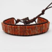 Impression Jasper Bracelet with leather cord plated Unisex nickel lead & cadmium free Sold Per 8.6 Inch Strand