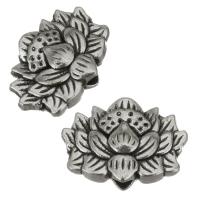 Tibetan Style Flower Beads, Lotus, enamel, silver color, nickel, lead & cadmium free, 12x8.50x4mm, Hole:Approx 1.5mm, 50PCs/Lot, Sold By Lot
