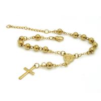 Stainless Steel Jewelry Bracelet, with 1.96lnch extender chain, Crucifix Cross, plated, for woman, more colors for choice, Sold Per Approx 7.2 Inch Strand