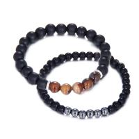 Abrazine Stone Bracelet with Hematite & Red Agate Round Unisex 6mm 8mm Length Approx 7.49 Inch Sold By Lot