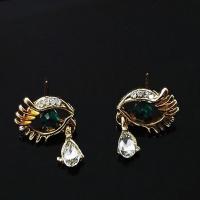 Tibetan Style Drop Earrings, plated, for woman & with rhinestone, more colors for choice, nickel, lead & cadmium free, 14x22mm, 5Pairs/Lot, Sold By Lot