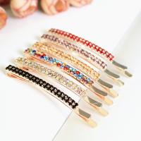 Hair Slide, Tibetan Style, plated, for woman & with rhinestone, more colors for choice, nickel, lead & cadmium free, 65*5mm, 5PCs/Lot, Sold By Lot