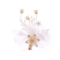 Schnabelspange, Zinklegierung, mit Kunststoff Perlen, Blume, vergoldet, für Frau, frei von Nickel, Blei & Kadmium, 95*95mm, verkauft von PC