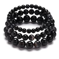 Black Agate Bracelets, plated, fashion jewelry & Unisex & different size for choice, black, Sold By Strand