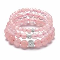 Rose Quartz Bracelet, plated, Unisex & different size for choice, more colors for choice, Sold Per 7.4 Inch Strand