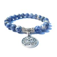 Bracelets de pierres précieuses, Tache bleue, Placage, unisexe, plus de couleurs à choisir, Vendu par 7.4 pouce brin