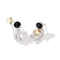 Zinc Alloy Asymmetric Stud Earrings stainless steel post pin Astronaut gold color plated for woman nickel lead & cadmium free 23*10mm 15*9mm Sold By Pair