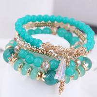 Zinc Alloy Bracelet with Crystal gold color plated 4 pieces & for woman nickel lead & cadmium free 170mm Sold By Set