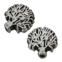 Tibetan Style Jewelry Beads, Tree, enamel, silver color, nickel, lead & cadmium free, 7.50x8x3mm, Hole:Approx 1.5mm, 50PCs/Lot, Sold By Lot