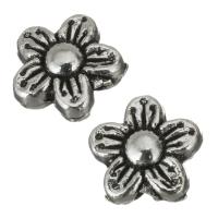 Tibetan Style Flower Beads, enamel, silver color, nickel, lead & cadmium free, 9x8.50x4mm, Hole:Approx 1.5mm, 50PCs/Lot, Sold By Lot