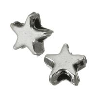 Tibetan Style Jewelry Beads, Flat Star, silver color, nickel, lead & cadmium free, 5.50x5x3mm, Hole:Approx 1.5mm, 50PCs/Lot, Sold By Lot