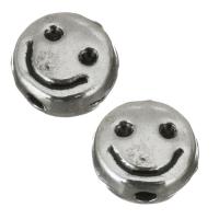 Tibetan Style Jewelry Beads, Smiling Face, enamel, silver color, nickel, lead & cadmium free, 6x3mm, Hole:Approx 1mm, 50PCs/Lot, Sold By Lot