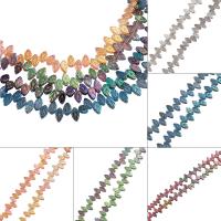 Kristall-Perlen, Kristall, Blatt, bunte Farbe plattiert, mehrere Farben vorhanden, 7x11x3mm, Bohrung:ca. 0.7mm, ca. 100PCs/Strang, verkauft von Strang