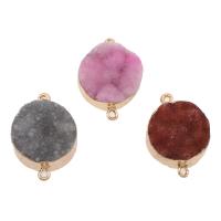 Ice Quartz Agate Connector, with Brass, gold color plated, 1/1 loop, more colors for choice, 21x29x12mm, Hole:Approx 2mm, 5PCs/Bag, Sold By Bag