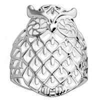 Zinc Alloy Finger Ring Owl silver color plated & for woman & hollow nickel lead & cadmium free Sold By Lot
