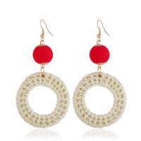 Rattan Drop Earring, with Brass, fashion jewelry & for woman, more colors for choice, 45x85mm, Sold By Pair