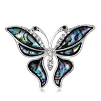 Zinc Alloy Brooches with Resin Butterfly plated fashion jewelry & for woman & with rhinestone silver color nickel lead & cadmium free Sold By PC