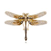 Tibetan Style Brooches, with Crystal, Dragonfly, plated, fashion jewelry & for woman & with rhinestone, more colors for choice, nickel, lead & cadmium free, 64x42mm, Sold By PC