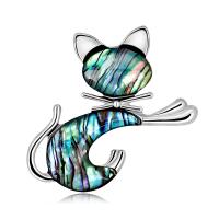 Zinc Alloy Brooches with Resin Cat plated fashion jewelry & for woman silver color nickel lead & cadmium free Sold By PC