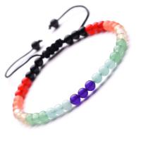 Black Stone Woven Ball Bracelets with Energy Stone plated Unisex & adjustable multi-colored Sold Per 6.1 Inch Strand