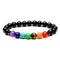 Black Agate Bracelets, with Gemstone, plated, fashion jewelry & Unisex & different styles for choice, Sold Per 7.2 Inch Strand