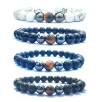 Gemstone Bracelets, plated, fashion jewelry & different materials for choice & Unisex, 8mm, Length:7.4 Inch, 5Strands/Lot, Sold By Lot