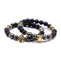 Lava Bracelet, with Tibetan Style, plated, fashion jewelry & Unisex & different styles for choice, black, Length:7.2 Inch, 5Strands/Lot, Sold By Lot