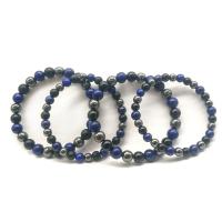 Black Agate Bracelets, with Lapis Lazuli, plated, Unisex & different size for choice, Length:7.2 Inch, 5Strands/Lot, Sold By Lot