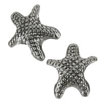 Tibetan Style Large Hole Bead, Starfish, enamel, silver color, nickel, lead & cadmium free, 13x14x7mm, Hole:Approx 5mm, 50PCs/Lot, Sold By Lot