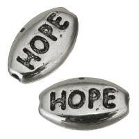Tibetan Style Jewelry Beads, word hope, enamel, silver color, nickel, lead & cadmium free, 10x6x3mm, Hole:Approx 1mm, 50PCs/Lot, Sold By Lot