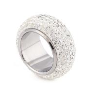 Rhinestone нержавеющей стали палец кольцо, титан, разный размер для выбора & Женский & со стразами, 15mm, размер:6-12, продается PC