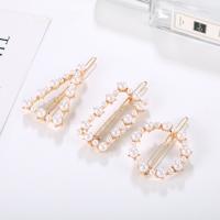 Hair Clip, Tibetan Style, with ABS Plastic Pearl, gold color plated, different styles for choice & for woman, nickel, lead & cadmium free, 50mm, 5PCs/Lot, Sold By Lot