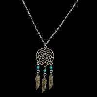 Zinc Alloy Jewelry Necklace with Synthetic Turquoise Dream Catcher antique silver color plated oval chain & for woman nickel lead & cadmium free Approx 19.69 Inch Sold By Lot