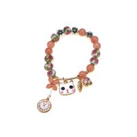 Lampwork Bracelets with Gemstone & Zinc Alloy plated cute & for woman Sold Per Approx 6 Inch Strand