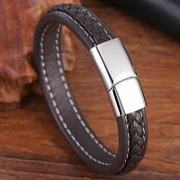 PU Leather Bracelet, with Stainless Steel, different size for choice & for man, more colors for choice, Sold By PC