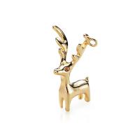 Brass Jewelry Pendants, Deer, real gold plated, DIY, nickel, lead & cadmium free, 11*19mm, Hole:Approx 1mm, 10PCs/Lot, Sold By Lot