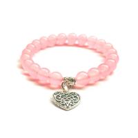 Rose Quartz Bracelet with Zinc Alloy plated fashion jewelry & Unisex pink 8mm Sold Per 7.2 Strand