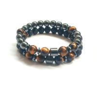 Lava Bracelet, with Tiger Eye & Hematite, plated, different materials for choice & Unisex, 8mm, Length:7.2 Inch, 5Strands/Lot, Sold By Lot