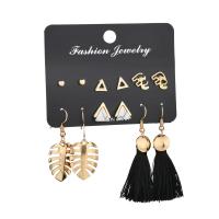 Tibetan Style Earring Set, Stud Earring & earring, with Cotton Thread, gold color plated, 6 pieces & for woman, nickel, lead & cadmium free, Sold By Set
