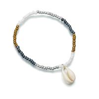 Zinc Alloy Anklet with Seedbead & Shell plated for woman nickel lead & cadmium free Sold By Strand