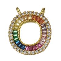 Cubic Zirconia Micro Pave Brass Pendant, real gold plated, micro pave cubic zirconia & double-hole, nickel, lead & cadmium free, 15.50x18x3mm, Hole:Approx 1.5mm, Sold By PC