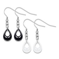 Stainless Steel Drop Earring with Porcelain for woman & hollow Sold By Pair