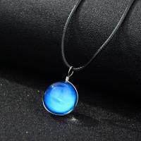 Glass Necklace with leather cord & Paper time gem jewelry & Unisex & luminated 20MM Length 19.5 Inch Sold By Lot