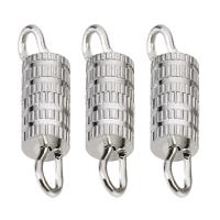 Brass Screw Clasp, plated, DIY, silver color, nickel, lead & cadmium free, 3.80x15mm, 50PCs/Bag, Sold By Bag