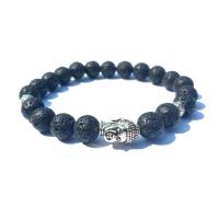 Natural Lava Beads & Gemstone Bracelet with Buddha Zinc Alloy Charms plated & Unisex nickel lead & cadmium free .2 Inch Sold By Lot