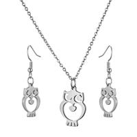 Fashion Stainless Steel Jewelry Sets, earring & necklace, Owl, for woman, more colors for choice, 15mmx20mm, Sold By PC