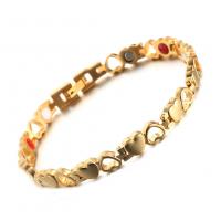 Stainless Steel Jewelry Bracelet with Germanium Heart fashion jewelry & Unisex gold 7mm Sold By PC