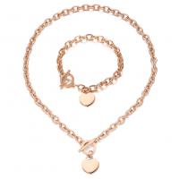 Edelstahl Schmucksets, Armband & Halskette, Herz, verschiedene Stile für Wahl & für Frau, 17mmx7mm, verkauft von setzen